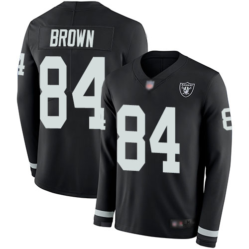 Las Vegas Raiders #84 Antonio Brown Black Team Color Men's Stitched Limited Therma Long Sleeve Jersey Men's cheap jerseys for sale - CheapJerseys.Shop