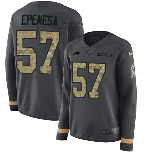 Buffalo Bills #57 A.J. Epenesas Anthracite Salute to Service Women's Stitched Limited Therma Long Sleeve Jersey Womens cheap jerseys for sale - CheapJerseys.Shop