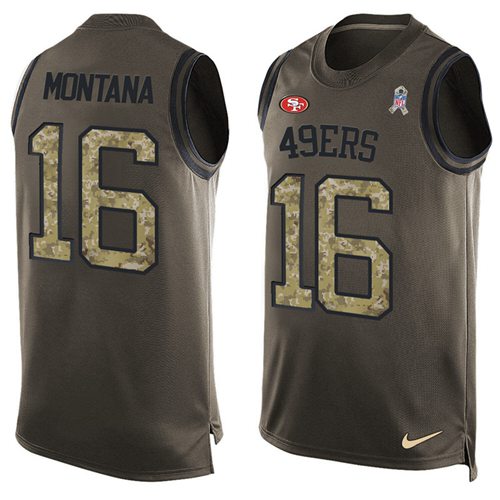 49ers #16 Joe Montana Green Men's Stitched Limited Salute To Service Tank Top Jersey cheap jerseys for sale - CheapJerseys.Shop