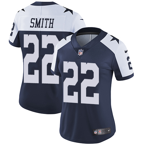 Cowboys #22 Emmitt Smith Navy Blue Thanksgiving Women's Stitched Vapor Untouchable Limited Throwback Jersey cheap jerseys for sale - CheapJerseys.Shop