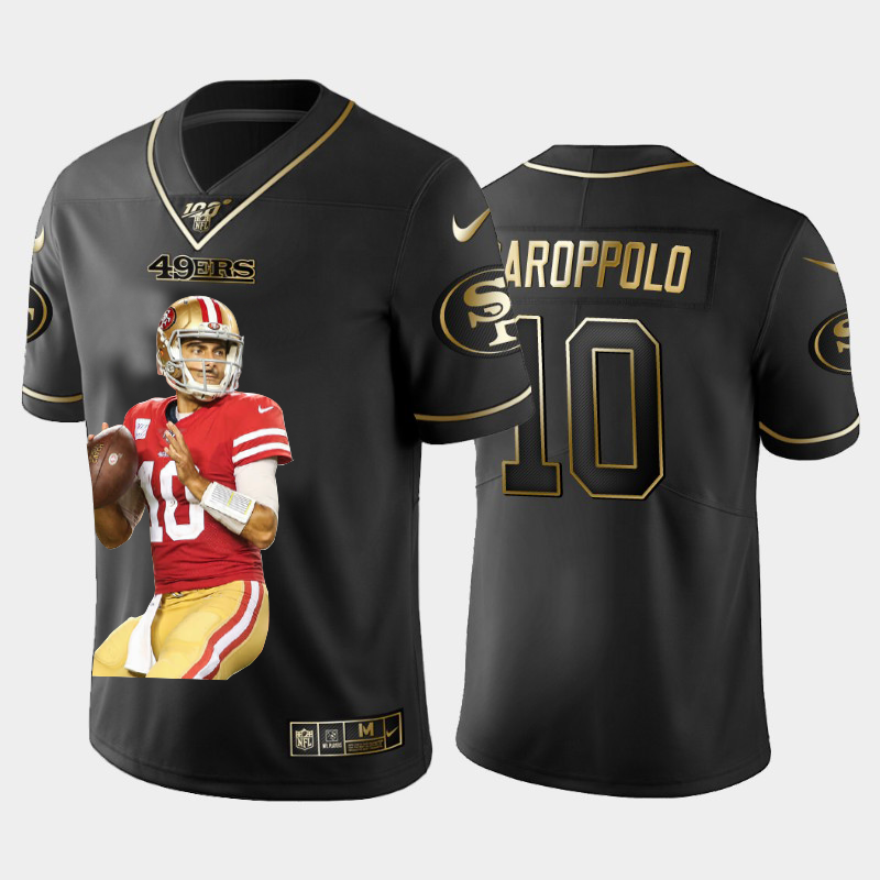 San Francisco 49ers #10 Jimmy Garoppolo Team Hero 1 Vapor Limited 100 Jersey Black Golden cheap jerseys for sale - CheapJerseys.Shop
