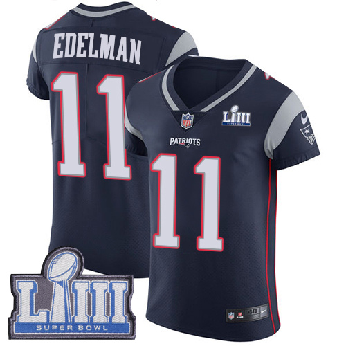 Patriots #11 Julian Edelman Navy Blue Team Color Super Bowl LIII Bound Men's Stitched Vapor Untouchable Elite Jersey cheap jerseys for sale - CheapJerseys.Shop