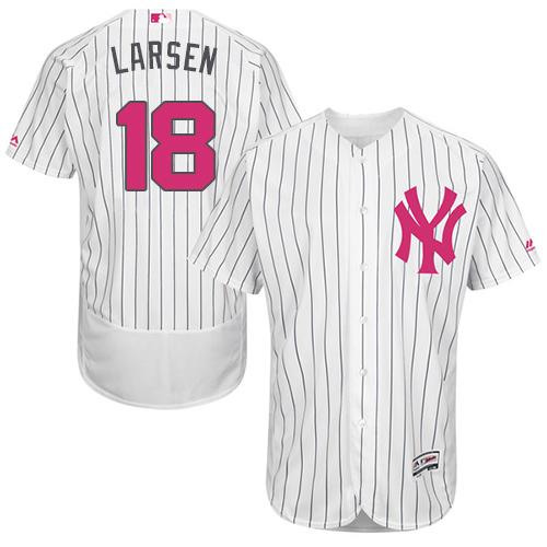 New York Yankees #18 Don Larsen White Strip Flexbase Authentic Collection Mother's Day Stitched Jersey Men's cheap jerseys for sale - CheapJerseys.Shop