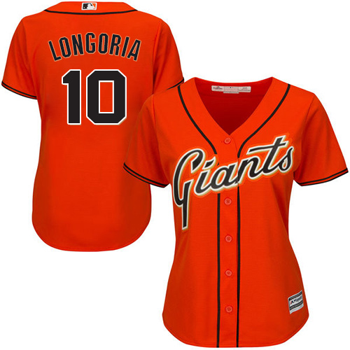 San Francisco Giants #10 Evan Longoria Orange Alternate Women's Stitched Jersey Womens cheap jerseys for sale - CheapJerseys.Shop