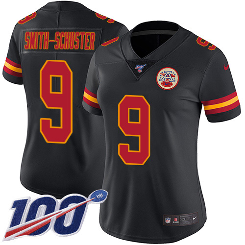 Chiefs #9 JuJu Smith-Schuster Black Women's Stitched Limited Rush 100th Season Jersey cheap jerseys for sale - CheapJerseys.Shop