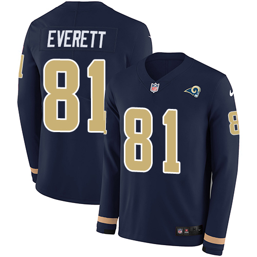 Los Angeles Rams #81 Gerald Everett Navy Blue Team Color Men's Stitched Limited Therma Long Sleeve Jersey Men's cheap jerseys for sale - CheapJerseys.Shop