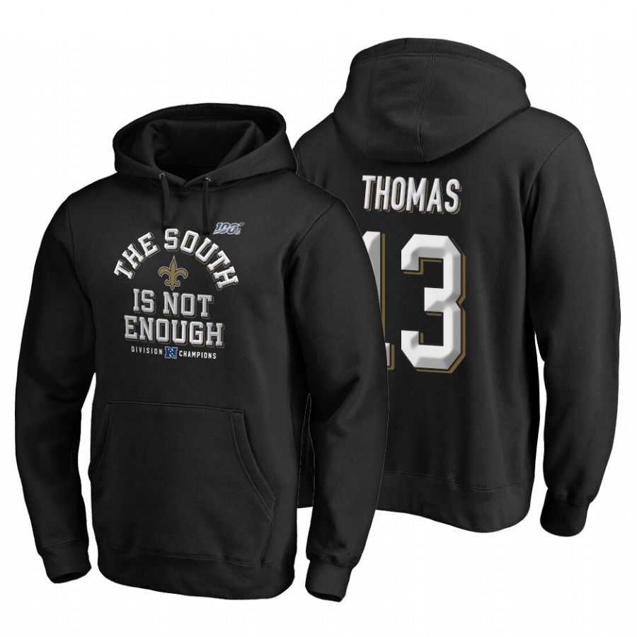 New Orleans Saints #13 Michael Thomas 2019 NFC South Division Champions Black Cover Two Hoodie cheap jerseys for sale - CheapJerseys.Shop