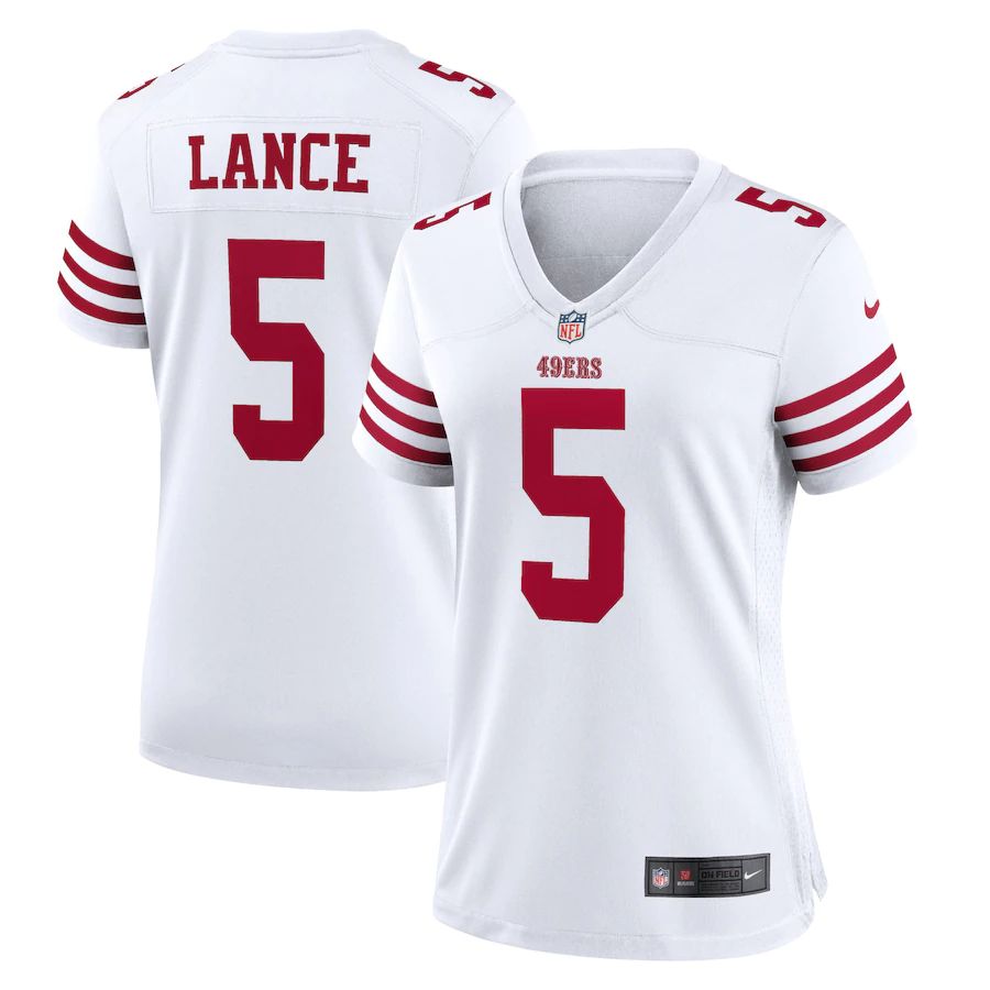 San Francisco 49ers #5 Trey Lance Scarlet Women's 2022-23 Game Jersey cheap jerseys for sale - CheapJerseys.Shop