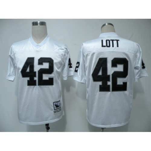 Mitchell & Ness Las Vegas Raiders #42 Ronnie Lott White Stitched Throwback Jersey Men's cheap jerseys for sale - CheapJerseys.Shop