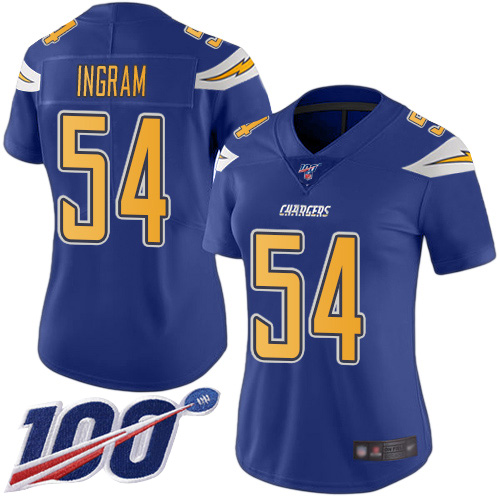 Los Angeles Chargers #54 Melvin Ingram Electric Blue Women's Stitched Limited Rush 100th Season Jersey Womens cheap jerseys for sale - CheapJerseys.Shop