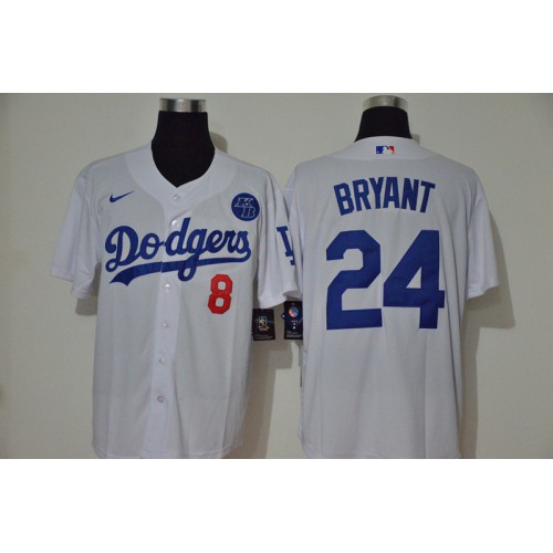 Los Angeles Los Angeles Dodgers #8 #24 Kobe Bryant Men's White Cool Base 2020 KB Patch Jersey Men's cheap jerseys for sale - CheapJerseys.Shop