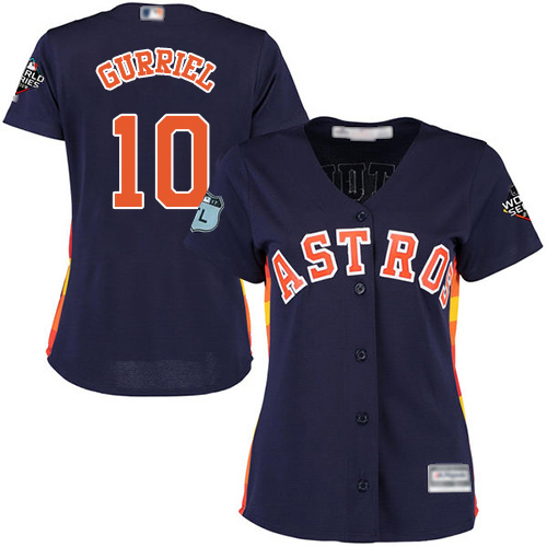 Houston Astros #10 Yuli Gurriel Navy Blue Alternate 2019 World Series Bound Women's Stitched Jersey Womens cheap jerseys for sale - CheapJerseys.Shop