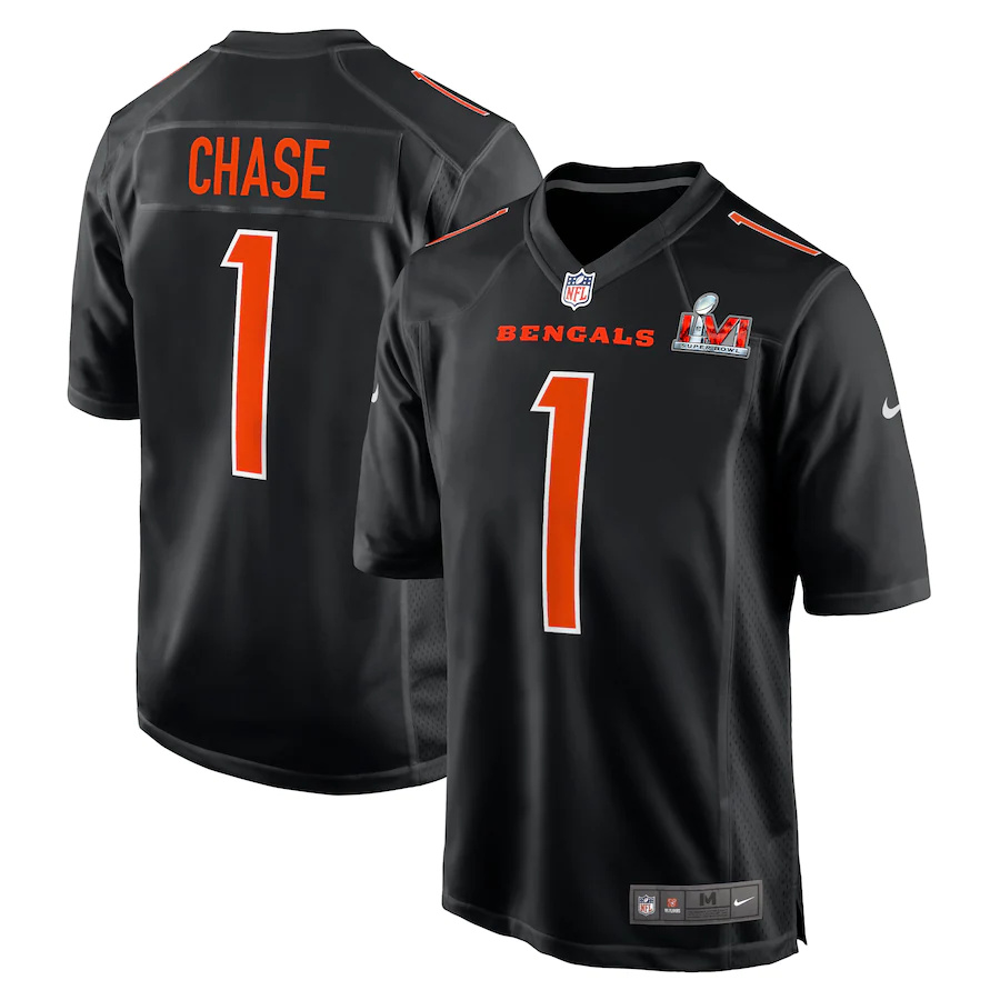 Cincinnati Bengals #1 Ja'Marr Chase Black Men's Super Bowl LVI Bound Game Fashion Jersey cheap jerseys for sale - CheapJerseys.Shop