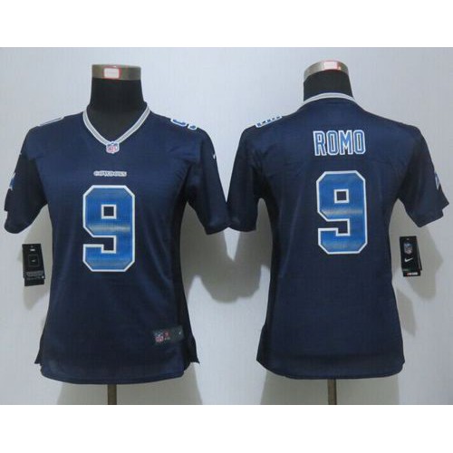 Dallas Cowboys #9 Tony Romo Navy Blue Team Color Women's Stitched Elite Strobe Jersey Womens cheap jerseys for sale - CheapJerseys.Shop