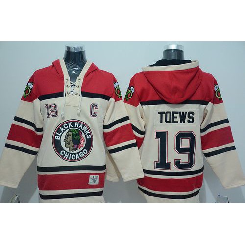 Chicago Blackhawks #19 Jonathan Toews Cream Sawyer Hooded Sweatshirt Stitched Jersey Men's cheap jerseys for sale - CheapJerseys.Shop