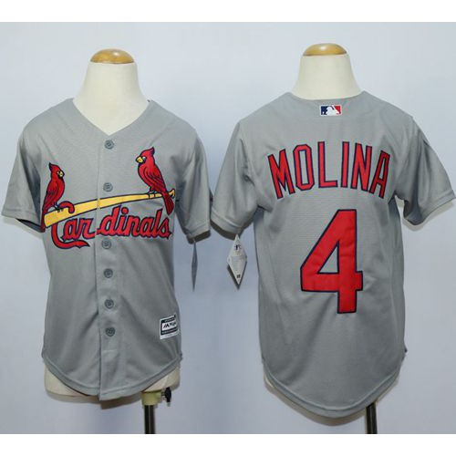 St.Louis Cardinals #4 Yadier Molina Grey Cool Base Stitched Youth Jersey Youth cheap jerseys for sale - CheapJerseys.Shop