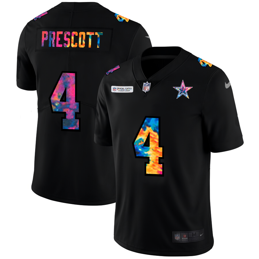 Dallas Cowboys #4 Dak Prescott Men's Multi-Color Black 2020 Crucial Catch Vapor Untouchable Limited Jersey cheap jerseys for sale - CheapJerseys.Shop