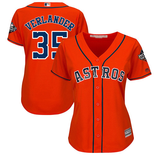 Houston Astros #35 Justin Verlander Orange Alternate 2019 World Series Bound Women's Stitched Jersey Womens cheap jerseys for sale - CheapJerseys.Shop