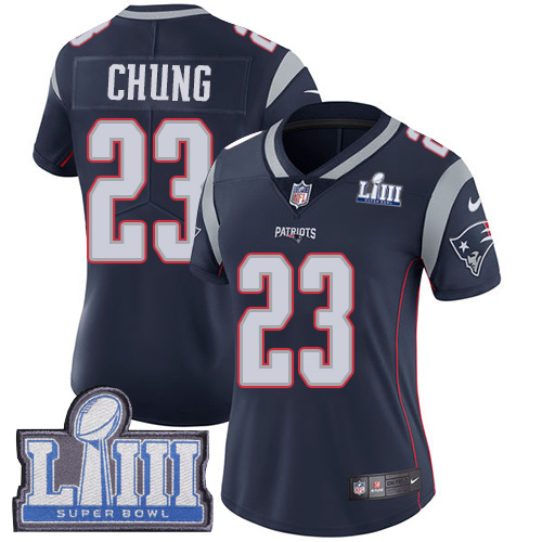 New England Patriots #23 Patrick Chung Navy Blue Team Color Super Bowl LIII Bound Women's Stitched Vapor Untouchable Limited Jersey Womens cheap jerseys for sale - CheapJerseys.Shop