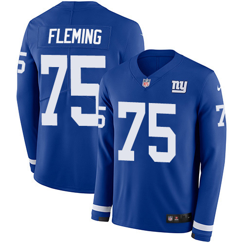 New York Giants #75 Cameron Fleming Royal Blue Team Color Youth Stitched Limited Therma Long Sleeve Jersey Youth cheap jerseys for sale - CheapJerseys.Shop