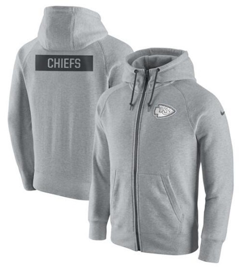 Men's Kansas City Chiefs Ash Gridiron Gray 2.0 Full-Zip Hoodie cheap jerseys for sale - CheapJerseys.Shop