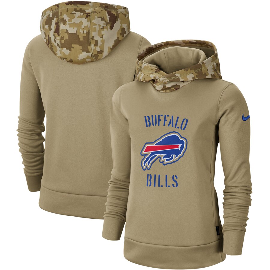 Women's Buffalo Bills Khaki 2019 Salute To Service Therma Pullover Hoodie cheap jerseys for sale - CheapJerseys.Shop