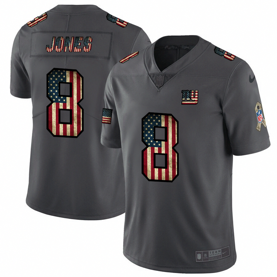 New York Giants #8 Daniel Jones 2018 Salute To Service Retro USA Flag Limited Jersey cheap jerseys for sale - CheapJerseys.Shop