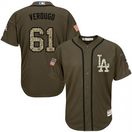 Los Angeles Dodgers #61 Alex Verdugo Green Salute to Service Stitched Jersey Men's cheap jerseys for sale - CheapJerseys.Shop