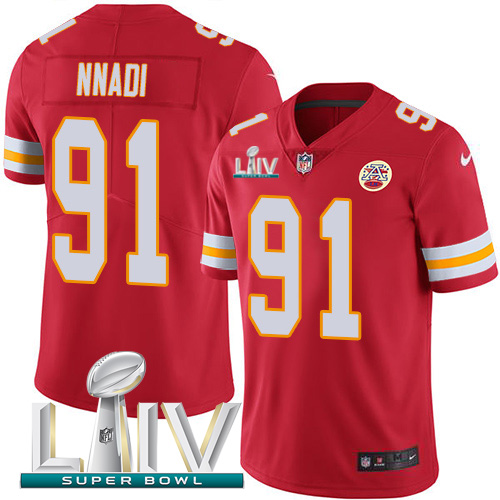 Kansas City Chiefs #91 Derrick Nnadi Red Super Bowl LIV 2020 Team Color Men's Stitched Vapor Untouchable Limited Jersey Men's cheap jerseys for sale - CheapJerseys.Shop
