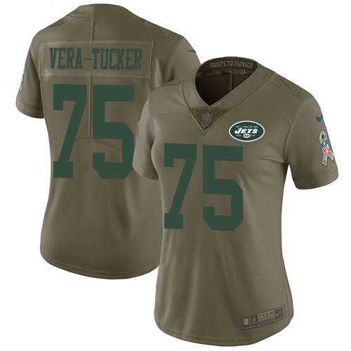 New York Jets #75 Alijah Vera-Tucker Olive Women's Stitched Limited 2017 Salute To Service Jersey Womens cheap jerseys for sale - CheapJerseys.Shop