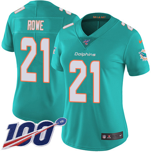 Miami Dolphins #21 Eric Rowe Aqua Green Team Color Women's Stitched 100th Season Vapor Untouchable Limited Jersey Womens cheap jerseys for sale - CheapJerseys.Shop