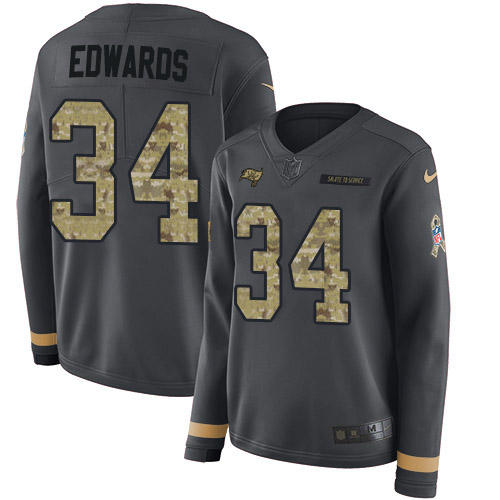 Tampa Bay Buccaneers #34 Mike Edwards Anthracite Salute to Service Women's Stitched Limited Therma Long Sleeve Jersey Womens cheap jerseys for sale - CheapJerseys.Shop
