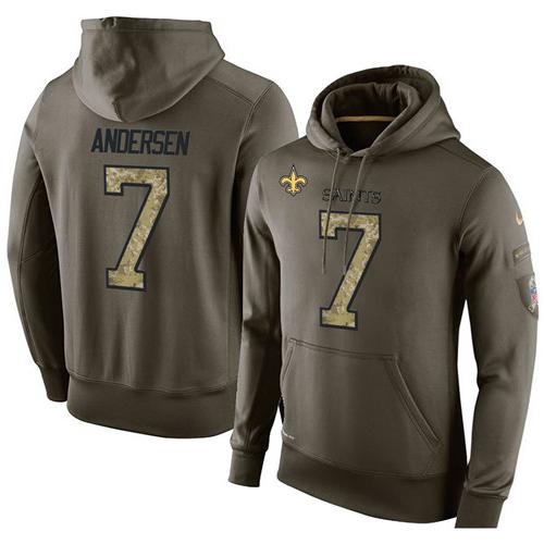 Men's New Orleans Saints #7 Morten Andersen Stitched Green Olive Salute To Service KO Performance Hoodie cheap jerseys for sale - CheapJerseys.Shop