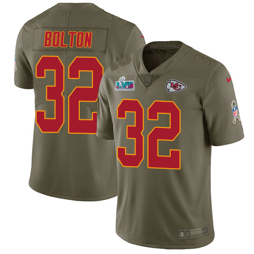 Chiefs #32 Nick Bolton Olive Super Bowl LVII Patch Men's Stitched Limited 2017 Salute To Service Jersey cheap jerseys for sale - CheapJerseys.Shop