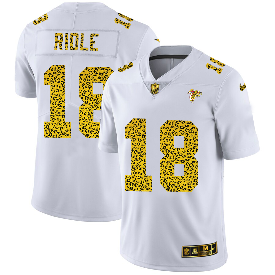 Atlanta Falcons #18 Calvin Ridley Men's Flocked Leopard Print Vapor Limited Jersey White cheap jerseys for sale - CheapJerseys.Shop