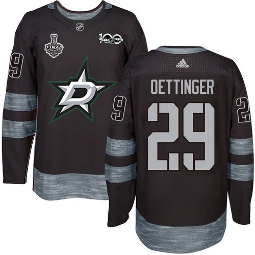 Dallas Stars #29 Jake Oettinger Black 1917-2017 100th Anniversary 2020 Stanley Cup Final Stitched Jersey Men's cheap jerseys for sale - CheapJerseys.Shop