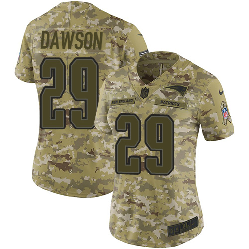 New England Patriots #29 Duke Dawson Camo Women's Stitched Limited 2018 Salute to Service Jersey Womens cheap jerseys for sale - CheapJerseys.Shop
