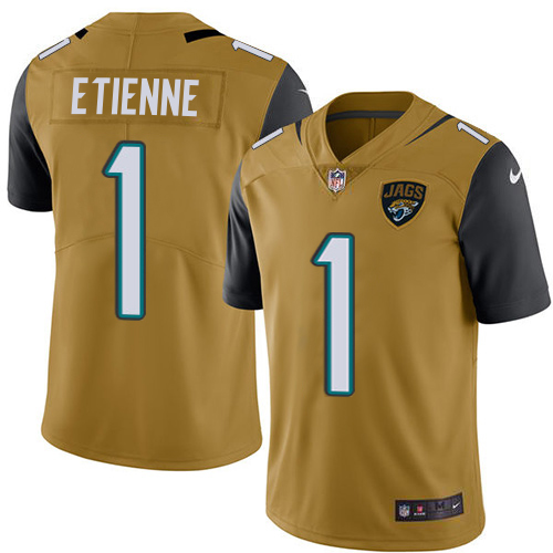 Jaguars #1 Travis Etienne Gold Youth Stitched Limited Rush Jersey cheap jerseys for sale - CheapJerseys.Shop