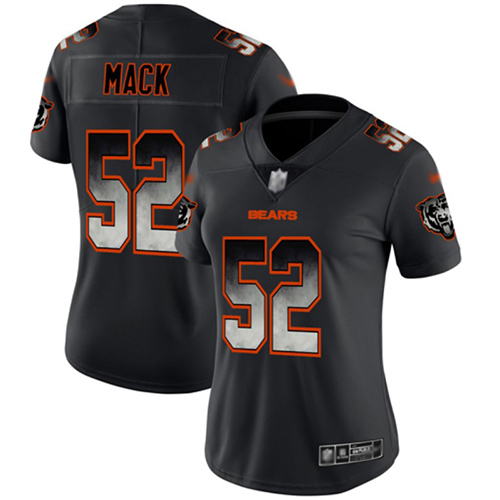 Chicago Bears #52 Khalil Mack Black Women's Stitched Vapor Untouchable Limited Smoke Fashion Jersey Womens cheap jerseys for sale - CheapJerseys.Shop