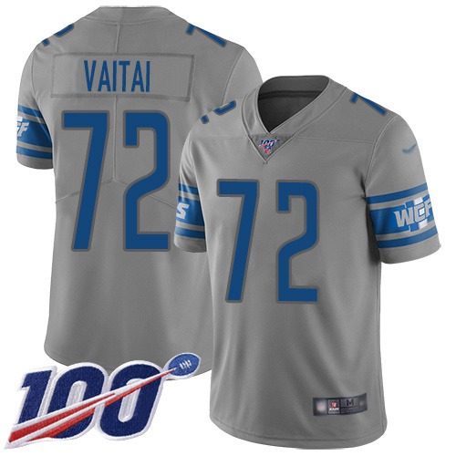 Detroit Lions #72 Halapoulivaati Vaitai Gray Men's Stitched Limited Inverted Legend 100th Season Jersey Men's cheap jerseys for sale - CheapJerseys.Shop