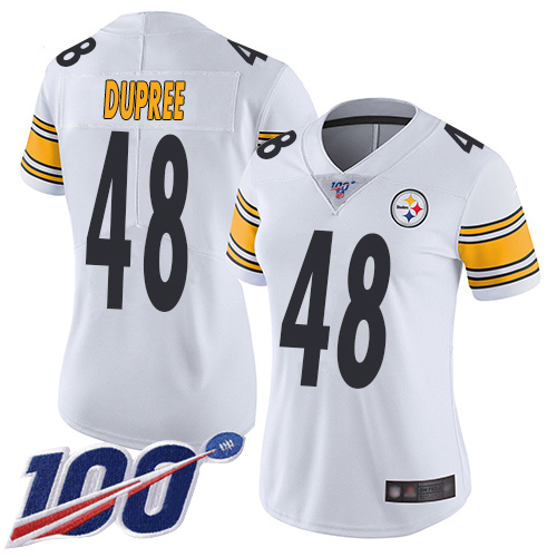 Pittsburgh Steelers #48 Bud Dupree White Women's Stitched 100th Season Vapor Limited Jersey Womens cheap jerseys for sale - CheapJerseys.Shop