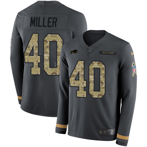 Bills #40 Von Miller Anthracite Salute To Service Youth Stitched Limited Therma Long Sleeve Jersey cheap jerseys for sale - CheapJerseys.Shop