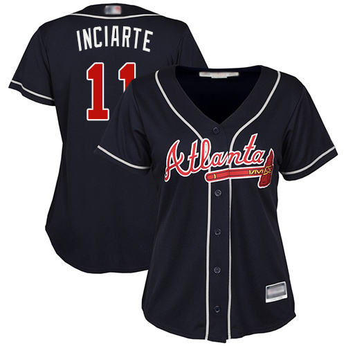 Atlanta Braves #11 Ender Inciarte Navy Blue Alternate Women's Stitched Jersey Womens cheap jerseys for sale - CheapJerseys.Shop