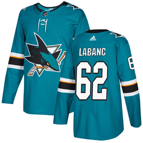 San Jose Sharks #62 Kevin Labanc Teal Home Authentic Stitched Jersey Men's cheap jerseys for sale - CheapJerseys.Shop