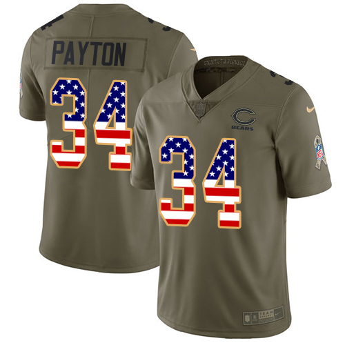 Bears #34 Walter Payton Olive/USA Flag Men's Stitched Limited 2017 Salute To Service Jersey cheap jerseys for sale - CheapJerseys.Shop