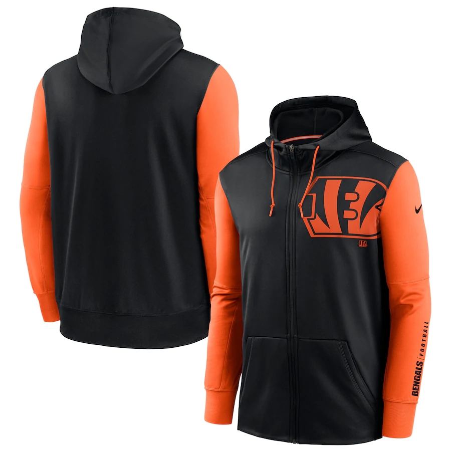 Cincinnati Bengals Black Orange Fan Gear Mascot Performance Full-Zip Hoodie cheap jerseys for sale - CheapJerseys.Shop