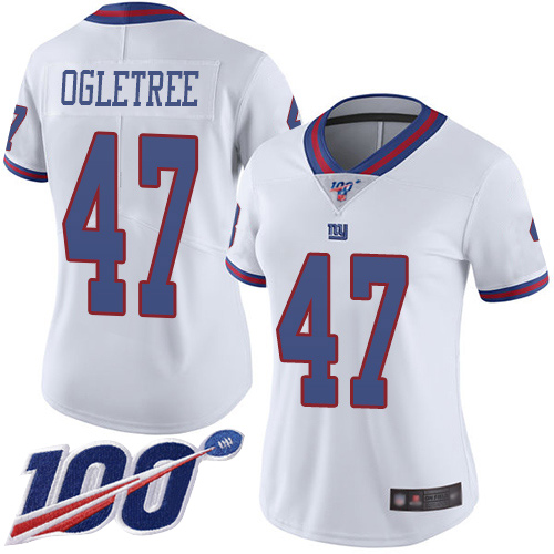 New York Giants #47 Alec Ogletree White Women's Stitched Limited Rush 100th Season Jersey Womens cheap jerseys for sale - CheapJerseys.Shop