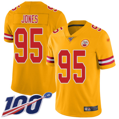 Chiefs #95 Chris Jones Gold Men's Stitched Limited Inverted Legend 100th Season Jersey cheap jerseys for sale - CheapJerseys.Shop