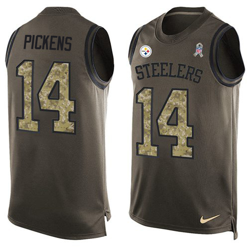 Steelers #14 George Pickens Green Men's Stitched Limited Salute To Service Tank Top Jersey cheap jerseys for sale - CheapJerseys.Shop