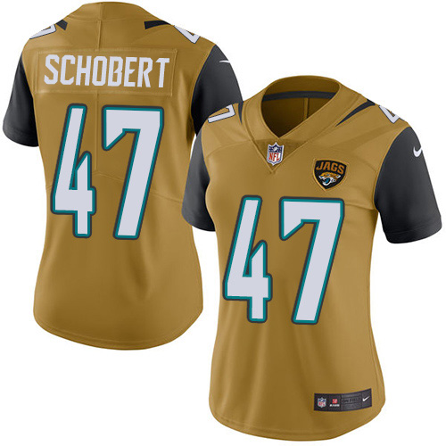 Jacksonville Jaguars #47 Joe Schobert Gold Women's Stitched Limited Rush Jersey Womens cheap jerseys for sale - CheapJerseys.Shop